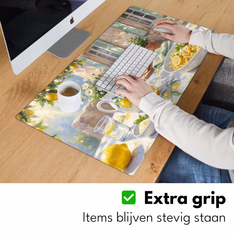 Eten - Terras - Zomer - Geschilderd - Geel Muismat XXL klein -sfeer3