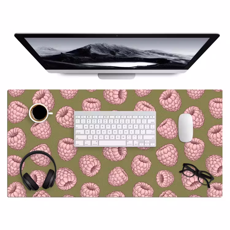 Eten - Patroon - Illustratie - Roze - Groen Muismat XXL klein -3d