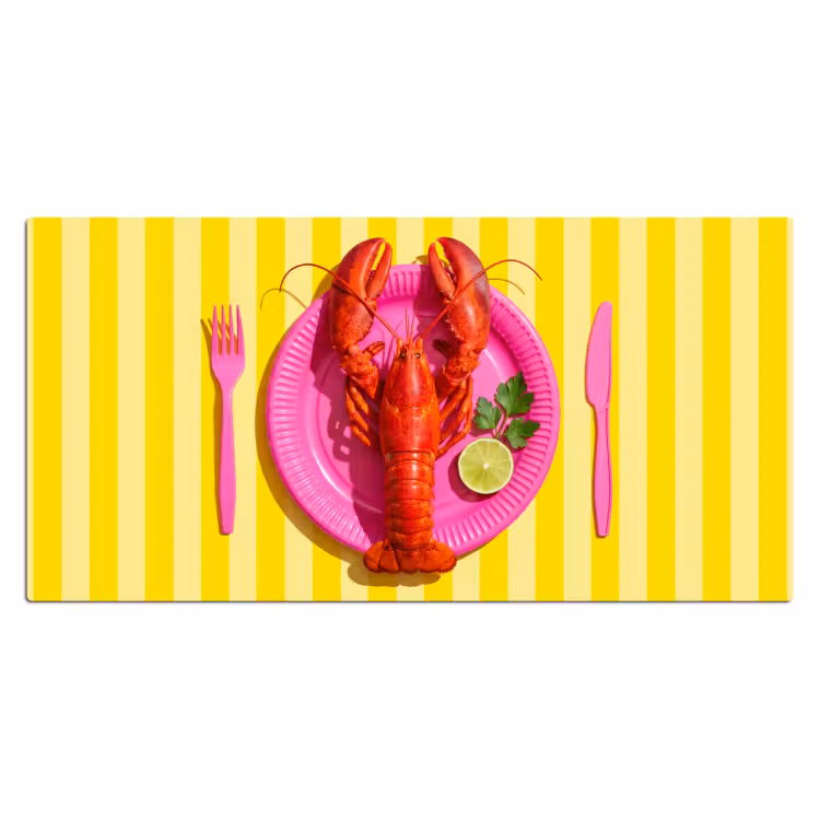 Eten - Roze - Geel - Modern - Culinaire Muismat XXL klein -3d_leeg