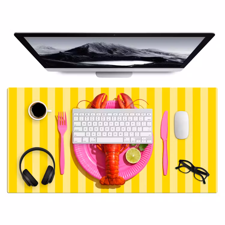 Eten - Roze - Geel - Modern - Culinaire Muismat XXL klein -3d