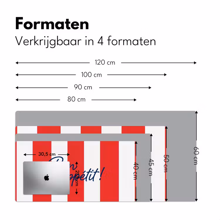 Eten - Spreuk - Keuken - Grafisch - Rood-Wit Muismat XXL klein -sfeer5
