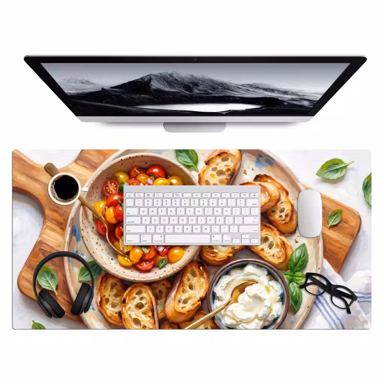 Eten - Tomaat - Brood - Kleurrijk - Keuken Muismat XXL klein -3d
