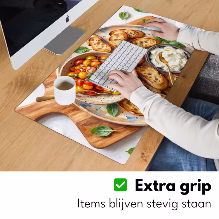 Eten - Tomaat - Brood - Kleurrijk - Keuken Muismat XXL klein -sfeer3