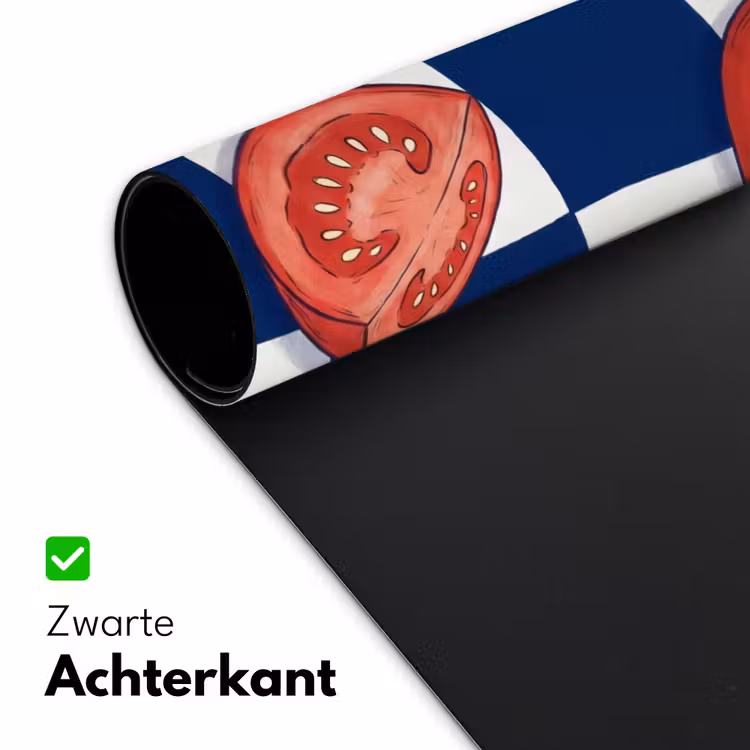 Eten - Tomaten - Keuken - Illustratie - Rood-Blauw Muismat XXL klein -sfeer2
