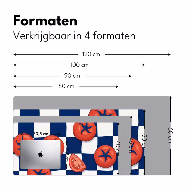 Eten - Tomaten - Keuken - Illustratie - Rood-Blauw Muismat XXL klein -sfeer5