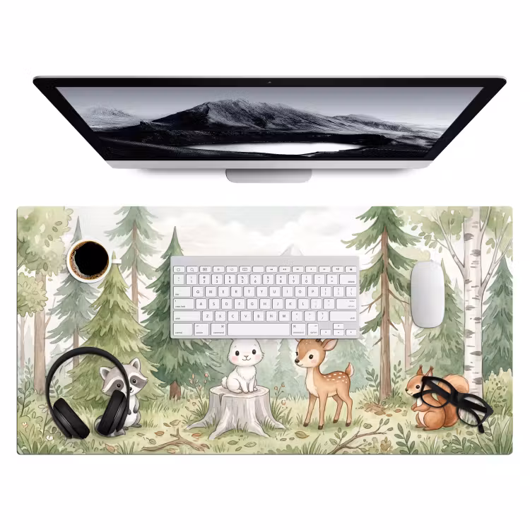 Bos - Dieren - Groen Muismat XXL klein -3d