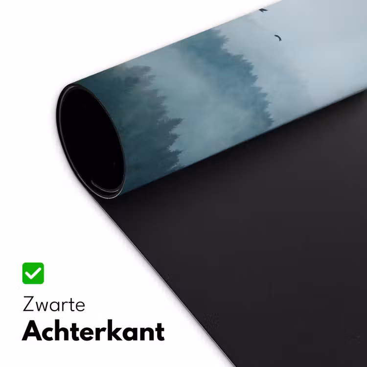 Bos - Mist - Vogels - Natuur - Groen Muismat XXL klein -sfeer2
