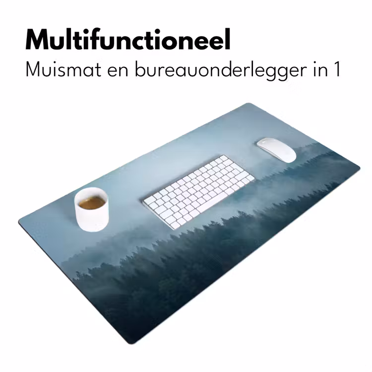 Bos - Mist - Vogels - Natuur - Groen Muismat XXL klein -sfeer4