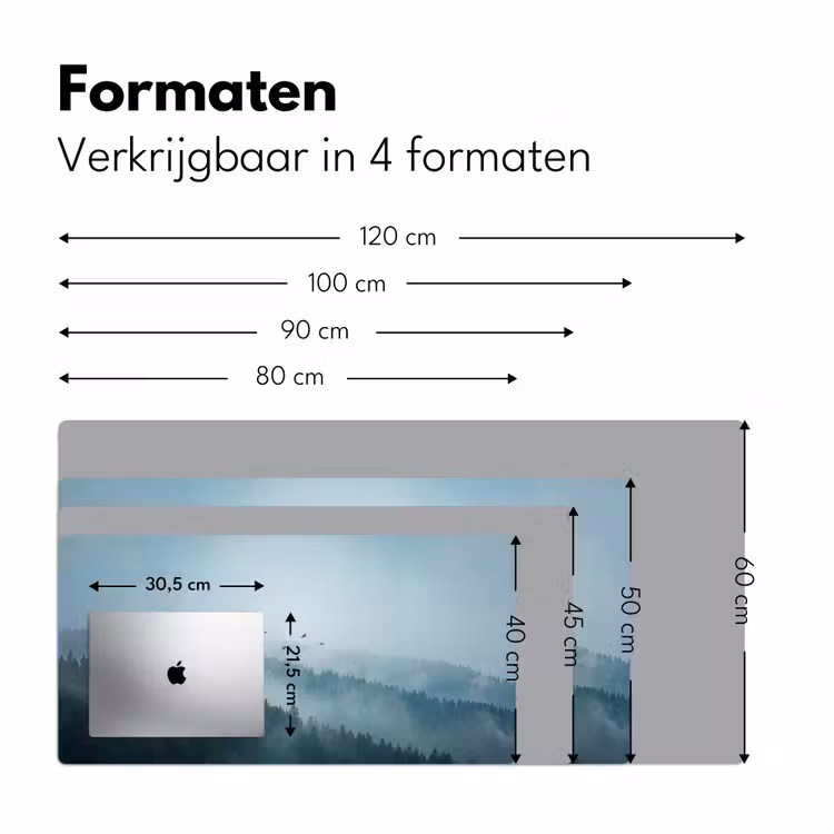 Bos - Mist - Vogels - Natuur - Groen Muismat XXL klein -sfeer5