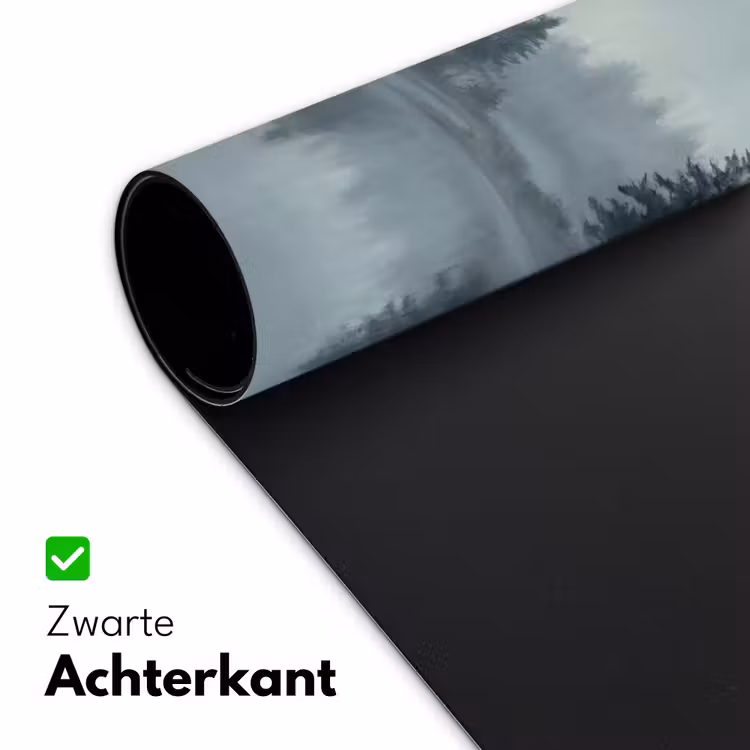 Bos - Meer - Mist - Natuur - Grijs Muismat XXL klein -sfeer2