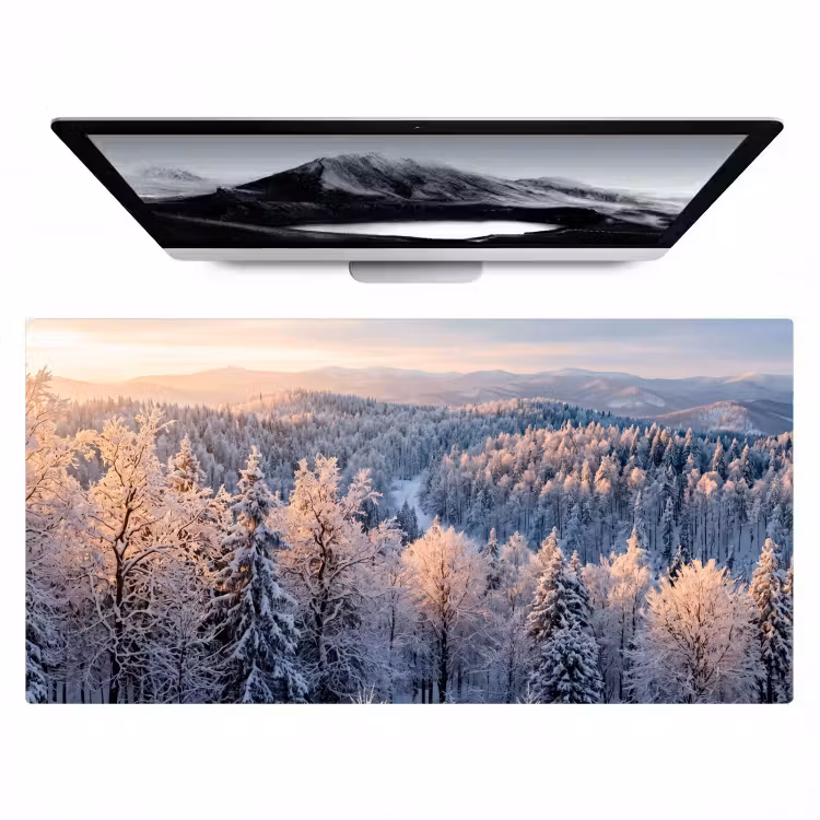 Bos - Bergen - Goud - Winter - Warm Muismat XXL klein -zzz3d