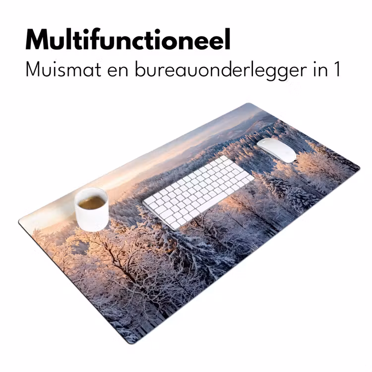 Bos - Bergen - Goud - Winter - Warm Muismat XXL klein -sfeer4