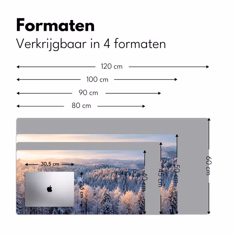 Bos - Bergen - Goud - Winter - Warm Muismat XXL klein -sfeer5