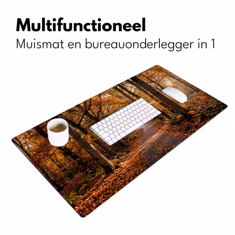 Bospad - Herfstbos - Bladeren - Oranje - Nostalgisch Muismat XXL klein -sfeer4