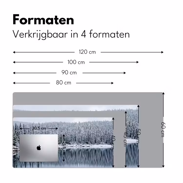 Bos - Reflectie - Meer - Winter - Serene Muismat XXL klein -sfeer5