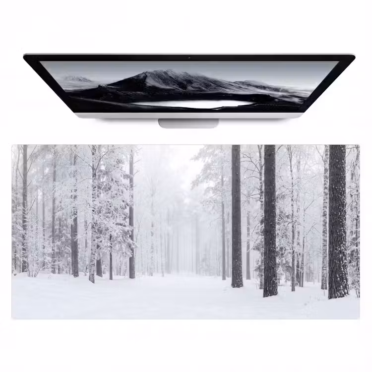Bos - Sneeuw - Pad - Winter - Stilte Muismat XXL klein -zzz3d