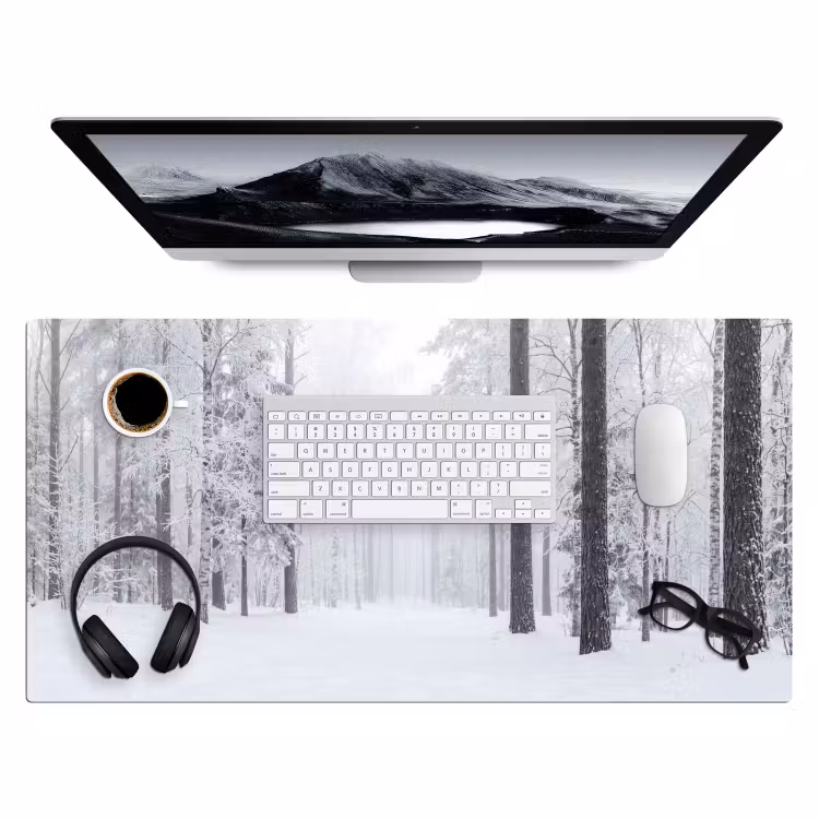 Bos - Sneeuw - Pad - Winter - Stilte Muismat XXL klein -3d