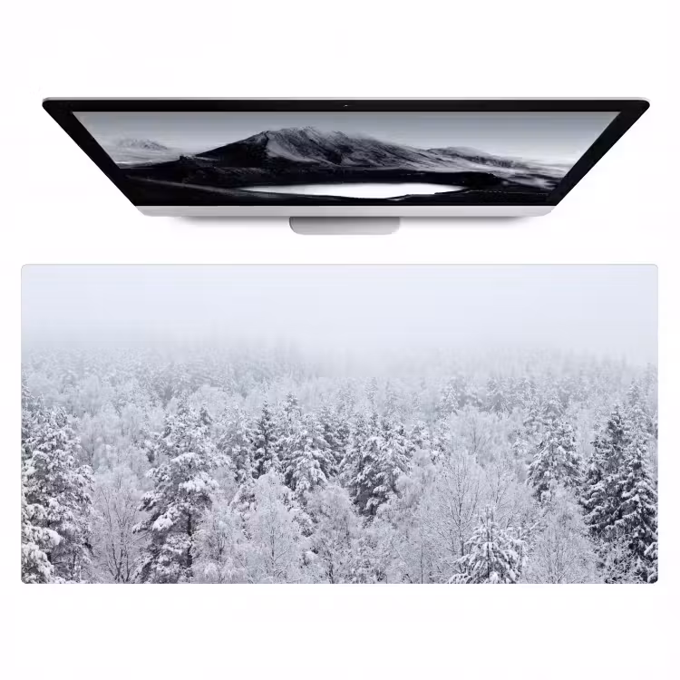 Bos - Sneeuw - Winter - Natuur - Wit Muismat XXL klein -zzz3d