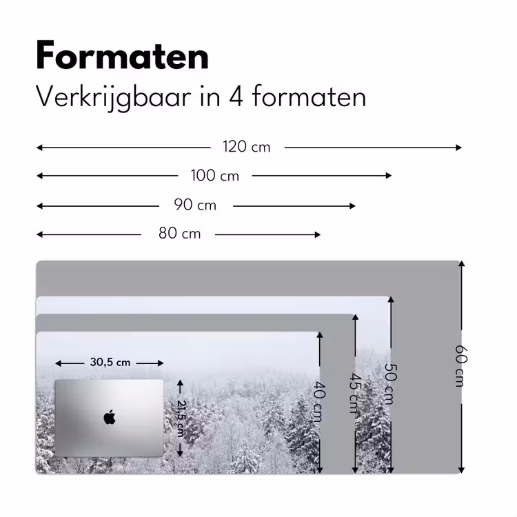 Bos - Sneeuw - Winter - Natuur - Wit Muismat XXL klein -sfeer5