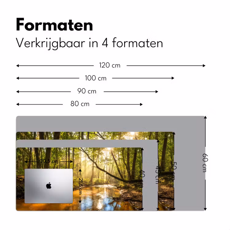 Bos - Beek - Zonlicht - Natuur - Groen Muismat XXL klein -sfeer5