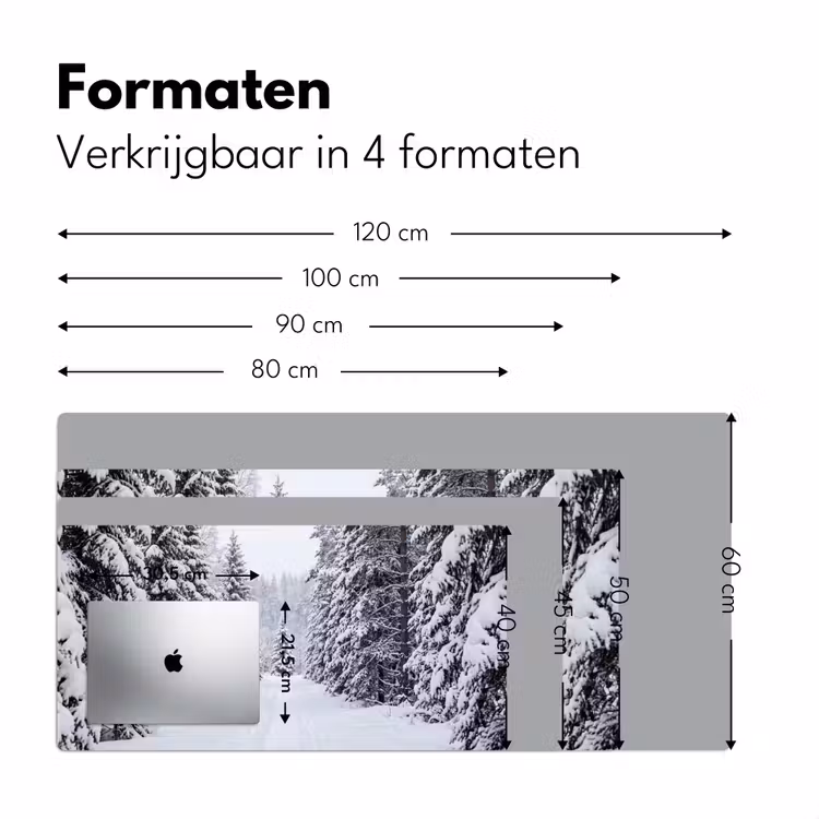 Bos - Winter - Sneeuw - Pad - Natuur Muismat XXL klein -sfeer5