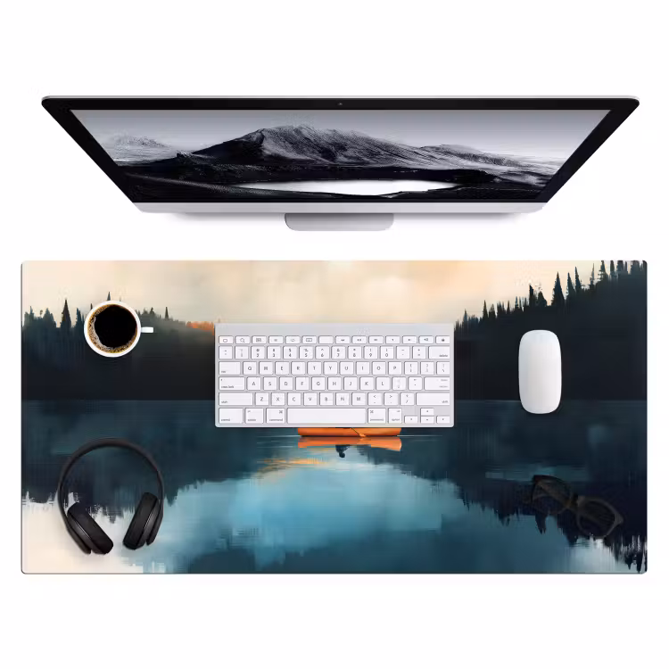 Bossen - Meer - Kano - Oranje Muismat XXL klein -3d