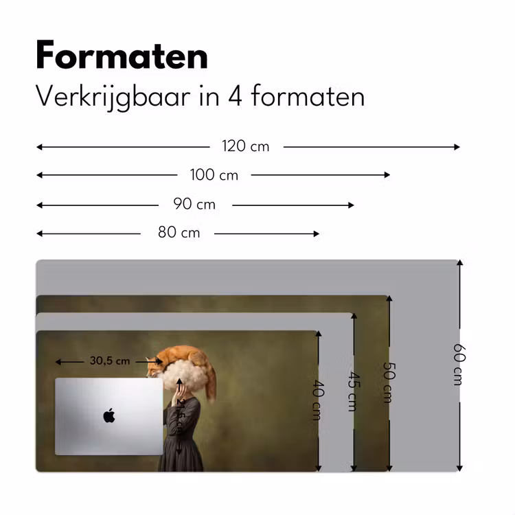 Vos - Surrealistisch - Groen Muismat XXL klein -sfeer5