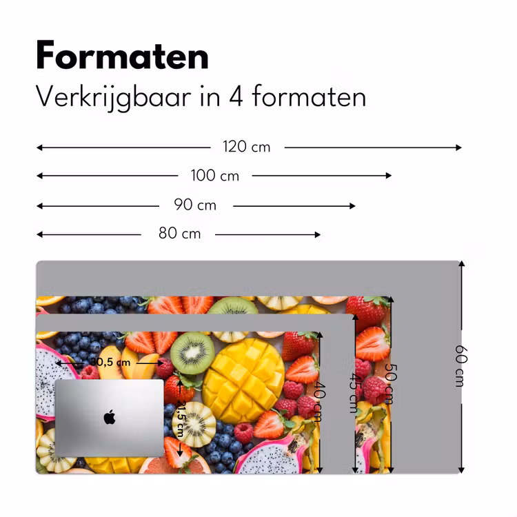 Fruit - Versneden - Kleurrijk - Eten - Gezond Muismat XXL klein -sfeer5