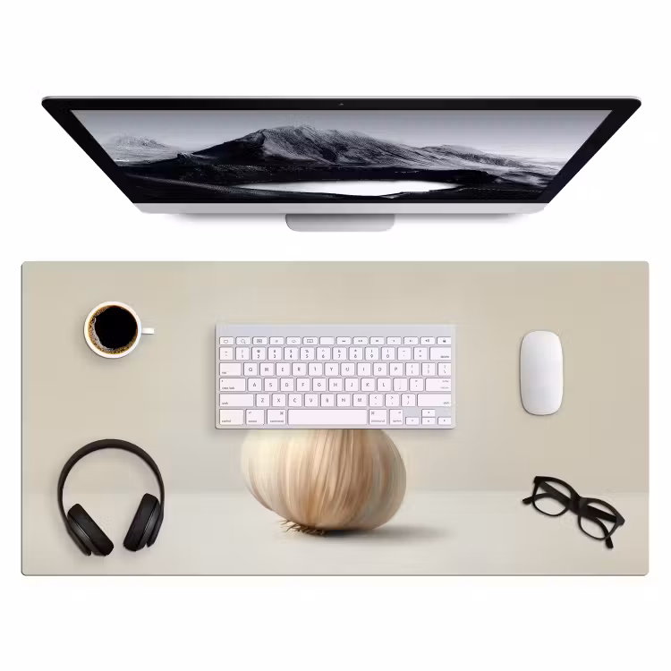 Knoflook - Natuurlijk - Beige Muismat XXL klein -3d