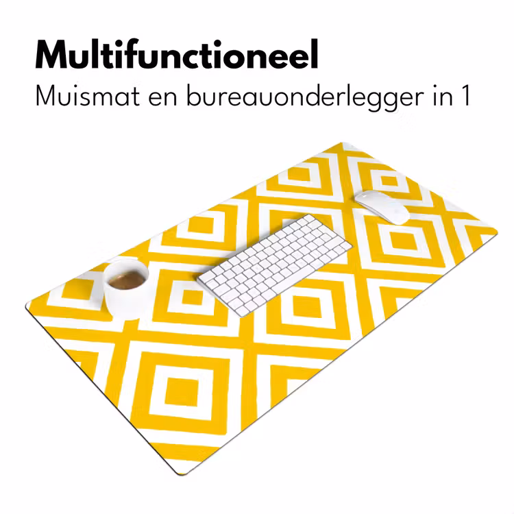 Geometrisch - Lijnen - Modern - Geel - Wit Muismat XXL klein 681 -sfeer4