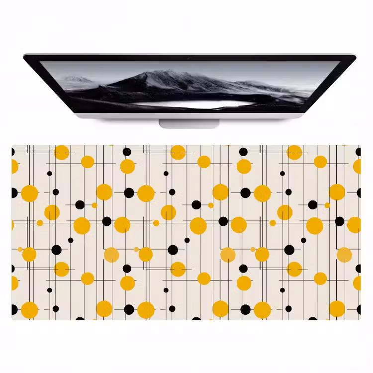 Geometrisch - Retro - Lijnen - Okergeel - Zwart Muismat XXL klein 681 -zzz3d