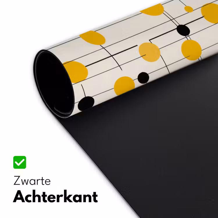 Geometrisch - Retro - Lijnen - Okergeel - Zwart Muismat XXL klein 681 -sfeer2