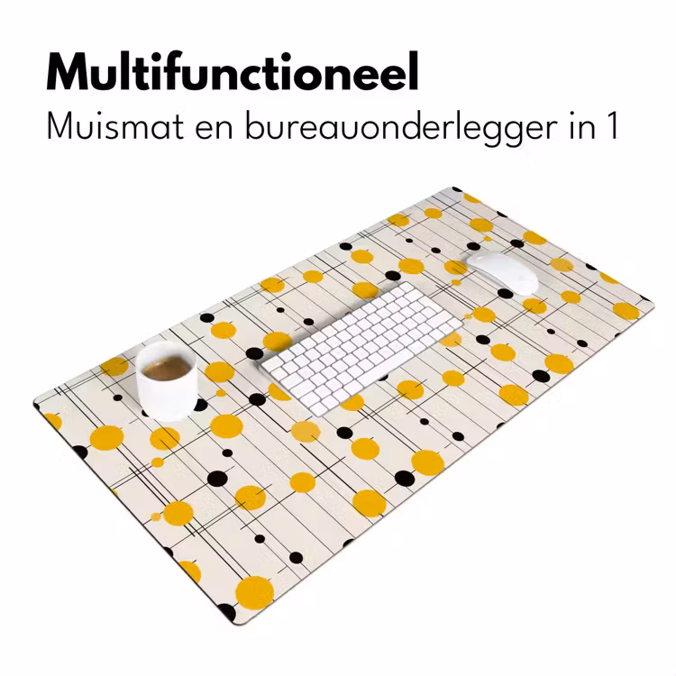 Geometrisch - Retro - Lijnen - Okergeel - Zwart Muismat XXL klein 681 -sfeer4