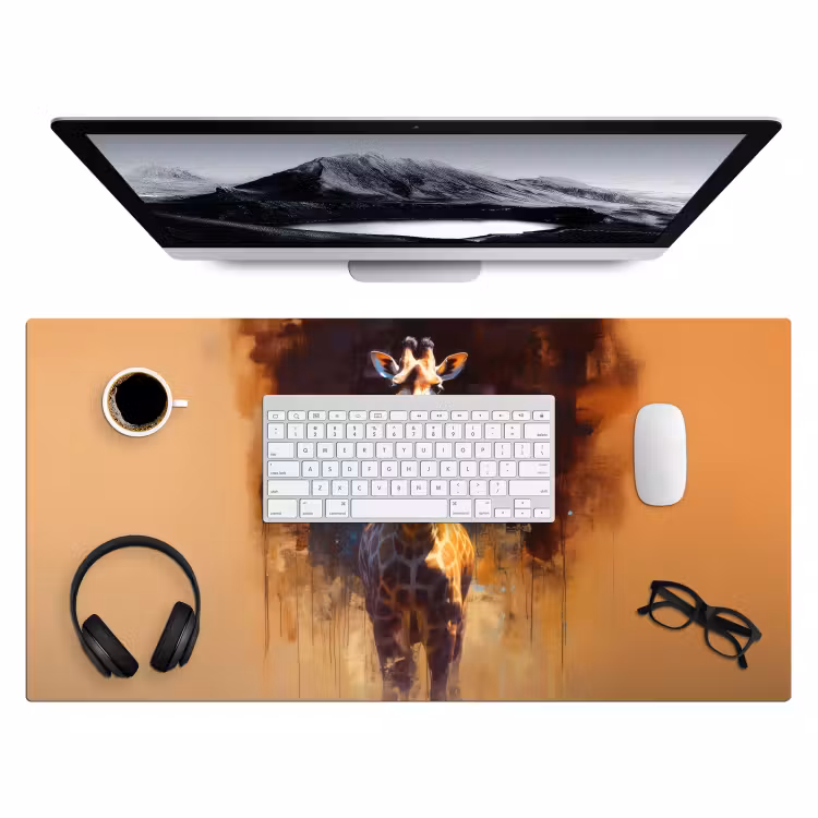 Giraf - Bruin - Abstract - Geschilderd Muismat XXL klein -3d