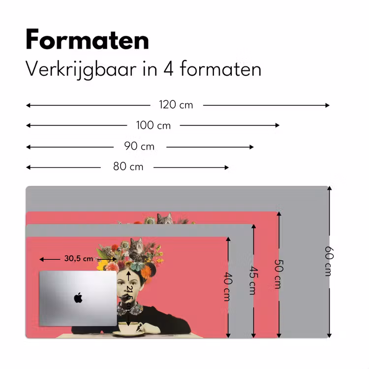 Meisje - Kopje - Bloemen - Roze Muismat XXL klein -sfeer5