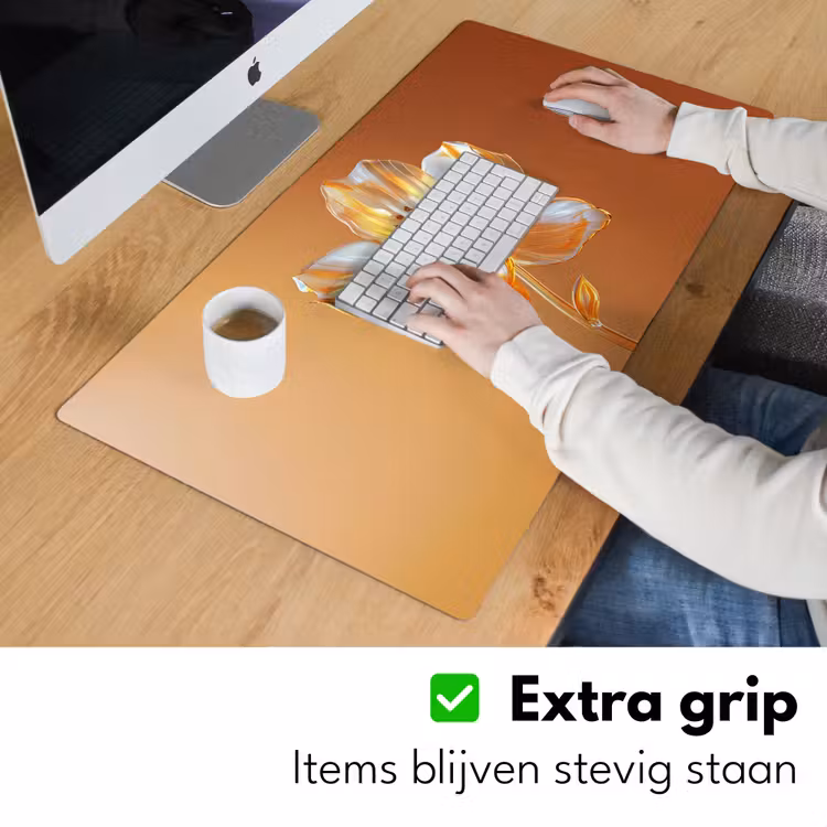 Glazen - Bloem - Oranje Muismat XXL klein -sfeer3