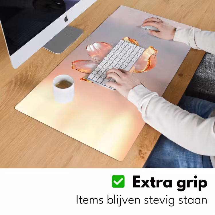Glazen - Bloem - Roze Muismat XXL klein -sfeer3
