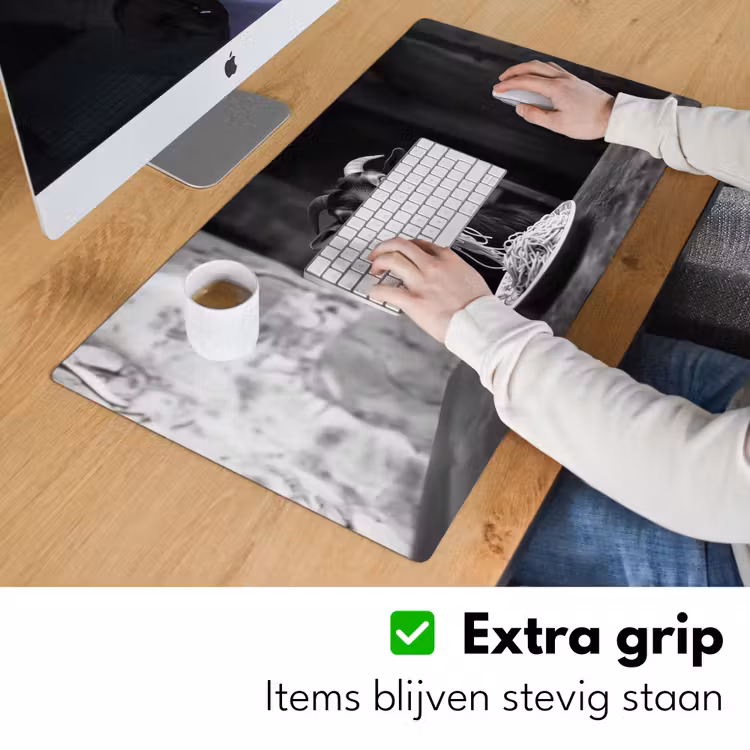 Geit - Bord - Spaghetti - Zwart Wit Muismat XXL klein -sfeer3