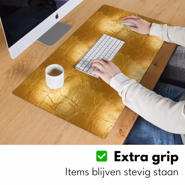 Bladgoud - Vintage - Textuur - Warm Goud Muismat XXL klein 681 -sfeer3