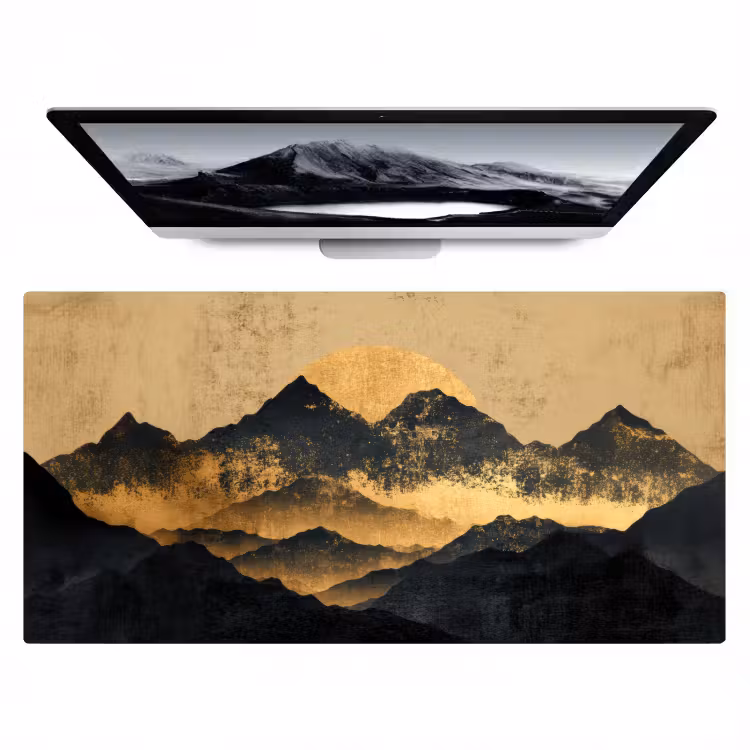 Gouden Bergen bij Maanlicht Muismat XXL klein -zzz3d