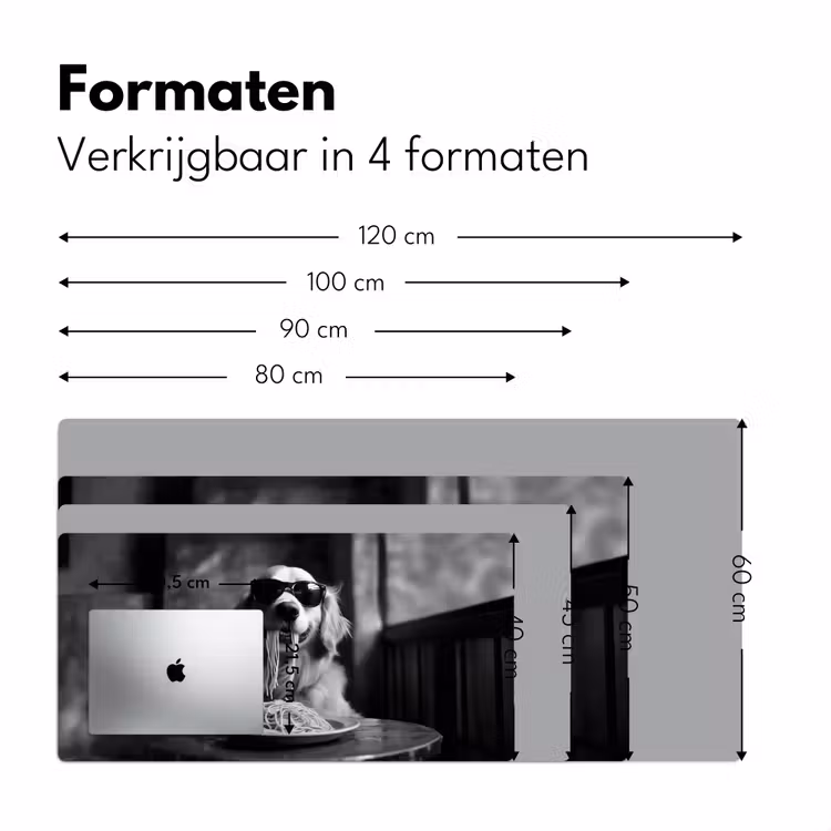 Golden Retriever - Hond - Vrolijk -  Bord spaghetti - Zwart - wit Muismat XXL klein -sfeer5