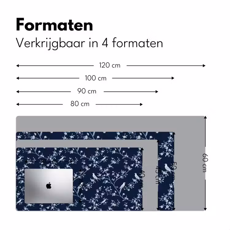 Grafisch - Bloesemtak - Blauw Muismat XXL klein 681 -sfeer5