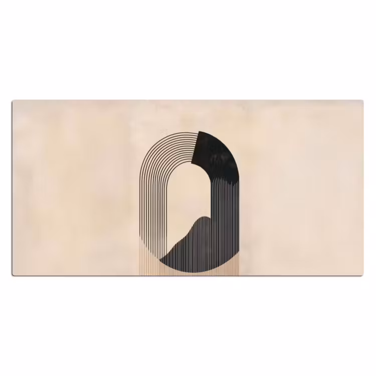 Grafisch gebogen motief - Beige Muismat XXL klein -3d_leeg