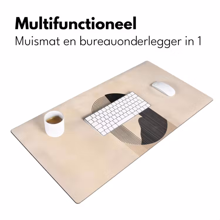Grafisch gebogen motief - Beige Muismat XXL klein -sfeer4