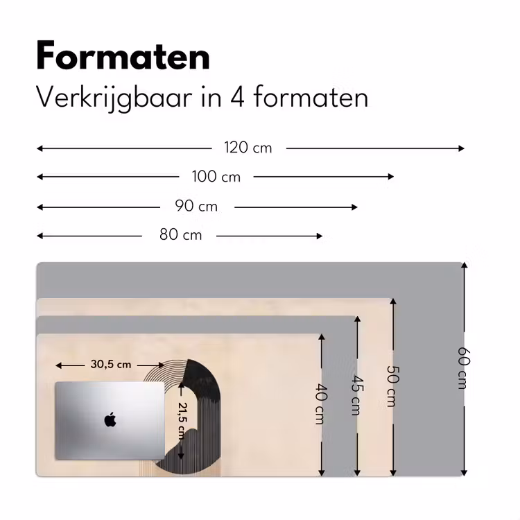 Grafisch gebogen motief - Beige Muismat XXL klein -sfeer5