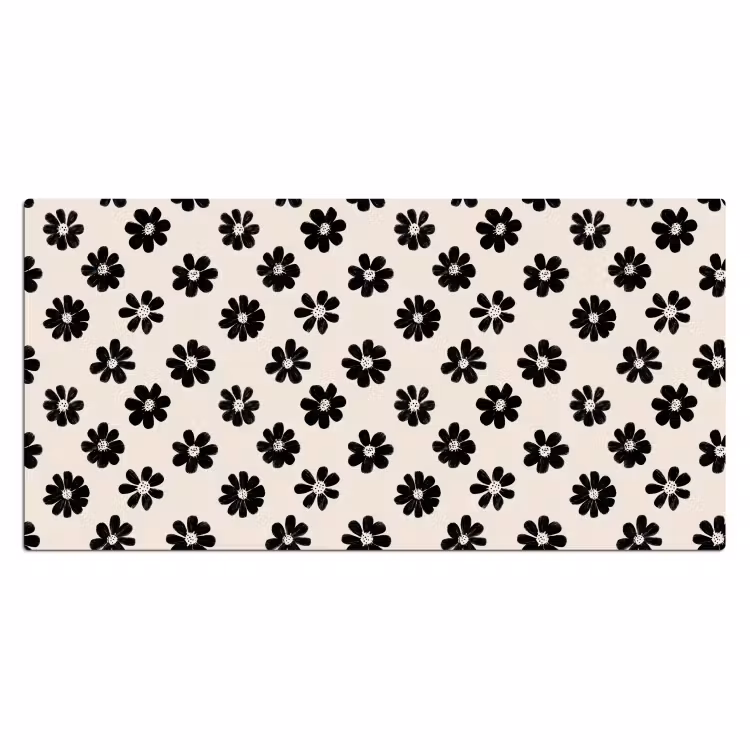 Grafisch - Madeliefjes - Zwart - Beige Muismat XXL klein 681 -3d_leeg