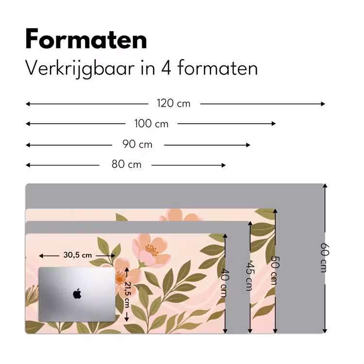 Grafisch - Bloemen - Roze Muismat XXL klein -sfeer5