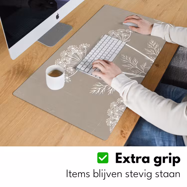 Grafisch - Fluitenkruid - Taupe Muismat XXL klein -sfeer3