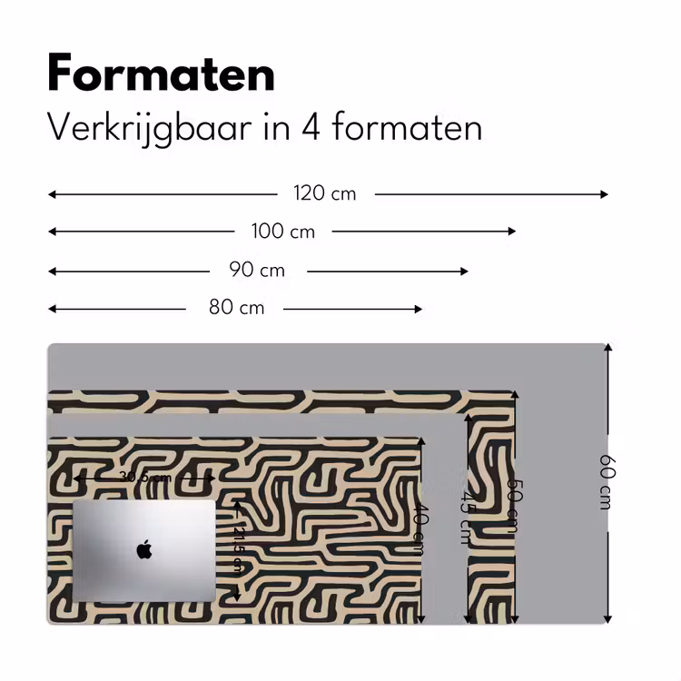 Grafisch - Lijnen - Zwart Muismat XXL klein 681 -sfeer5