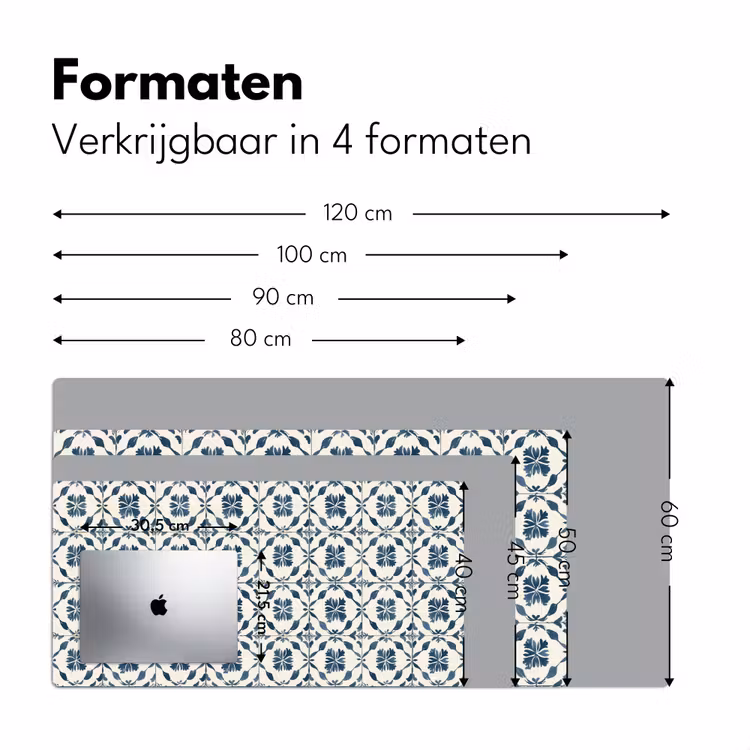 Grafisch - Tegel - Blauw Muismat XXL klein 681 -sfeer5